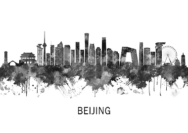 Beijing China Skyline BW