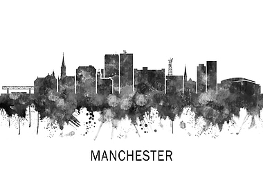 Manchester USA Skyline BW