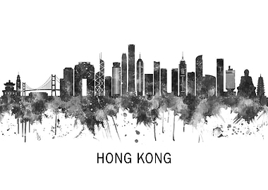 Hong Kong China Skyline BW