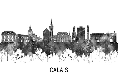 Calais France Skyline BW