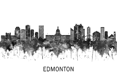 Edmonton Canada Skyline BW