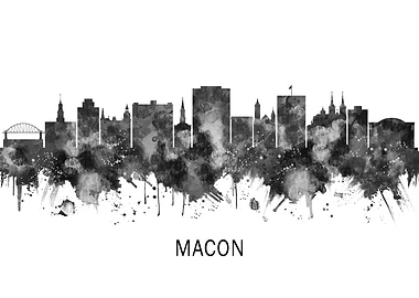 Macon Georgia Skyline BW