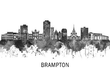 Brampton Canada Skyline BW