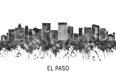 El Paso Texas Skyline BW