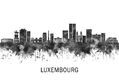 Luxembourg City Skyline BW