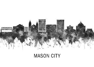Mason City Iowa Skyline BW