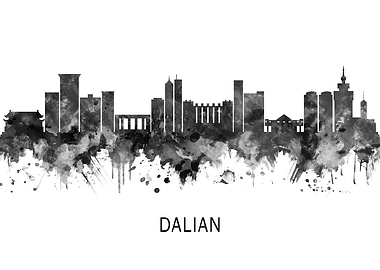 Dalian China Skyline BW