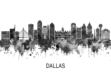 Dallas Texas Skyline BW