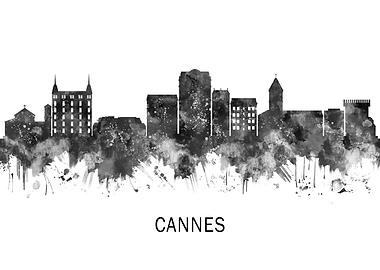 Cannes France Skyline BW