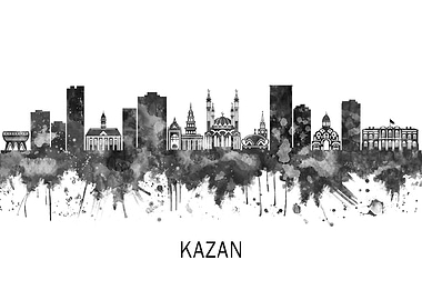 Kazan Russia Skyline BW