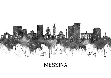 Messina Italy Skyline BW