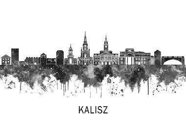 Kalisz Poland Skyline BW
