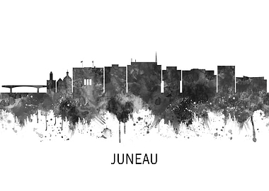 Juneau Alaska Skyline BW