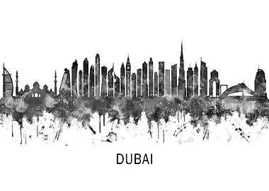 Dubai UAE Skyline BW