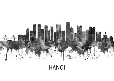 Hanoi Vietnam Skyline BW