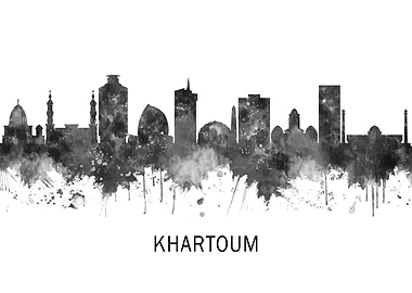 Khartoum Sudan Skyline BW