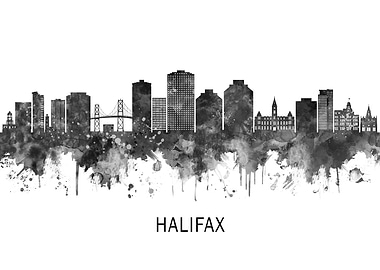 Halifax Canada Skyline BW