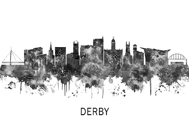 Derby England Skyline BW