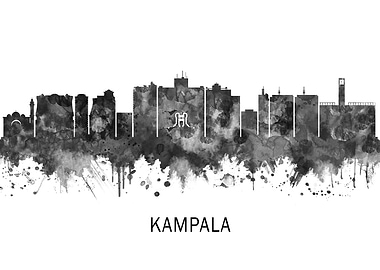 Kampala Uganda Skyline BW