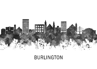 Burlington Iowa Skyline BW