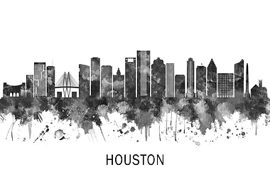 Houston Texas Skyline BW