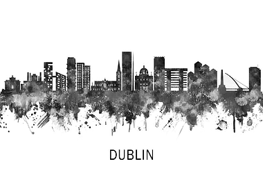Dublin Ireland Skyline BW