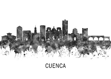 Cuenca Ecuador Skyline BW