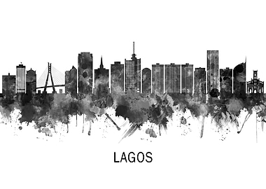 Lagos Nigeria Skyline BW