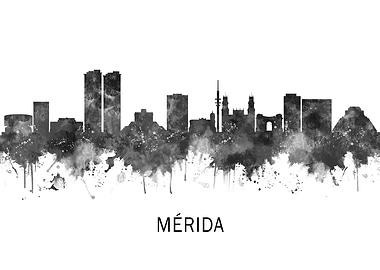 Merida Mexico Skyline BW