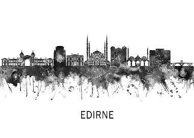 Edirne Turkey Skyline BW