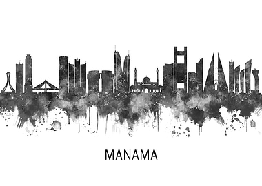 Manama Bahrain Skyline BW