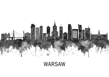 Warsaw Poland Skyline BW