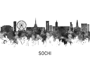 Sochi Russia Skyline BW