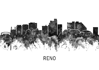 Reno Nevada Skyline BW
