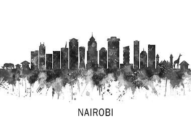 Nairobi Kenya Skyline BW