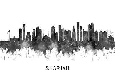 Sharjah UAE Skyline BW