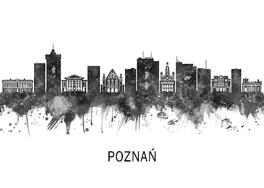 Poznan Poland Skyline BW