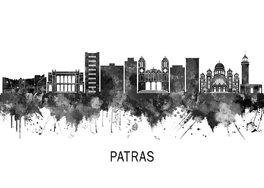 Patras Greece Skyline BW