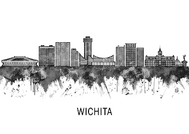 Wichita Kansas Skyline BW