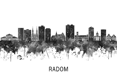 Radom Poland Skyline BW
