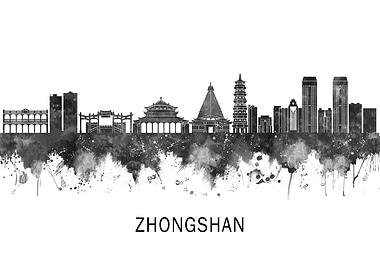 Zhongshan China Skyline BW