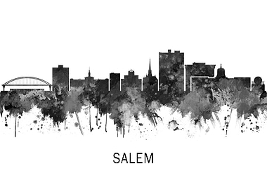 Salem Oregon Skyline BW