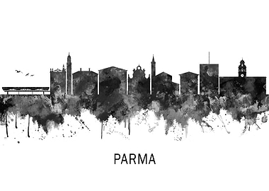 Parma Italy Skyline BW