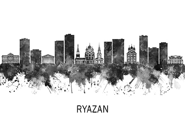 Ryazan Russia Skyline BW
