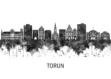 Torun Poland Skyline BW