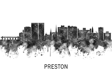 Preston England Skyline BW