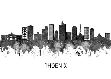 Phoenix Arizona Skyline BW