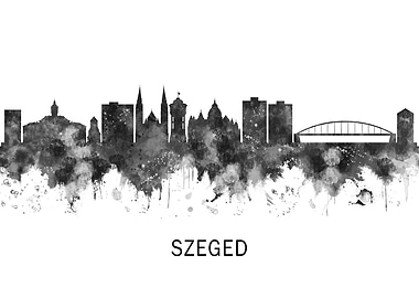 Szeged Hungary Skyline BW
