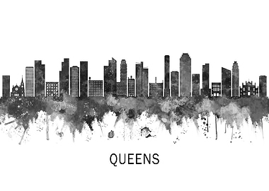 Queens New York Skyline BW