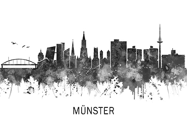 Munster Germany Skyline BW